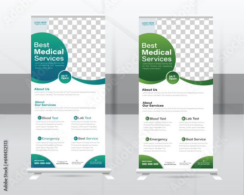 Medical Roll-up Banner Design Or Healthcare and Dl Flyer Design Template.