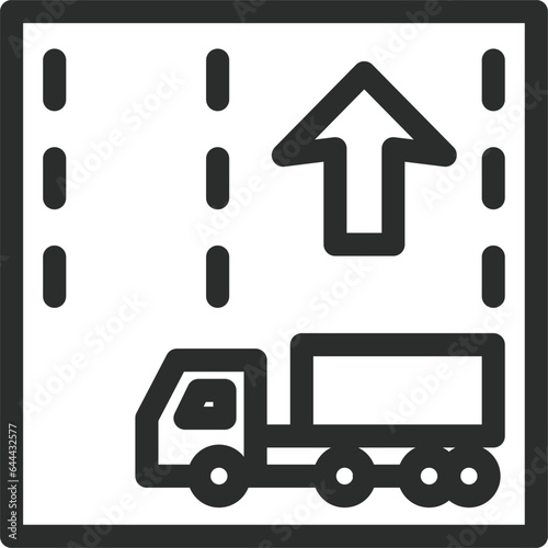 シンプルな標識の線画単品イラスト　牽引自動車の高速自動車国道通行区分