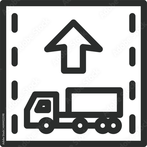 シンプルな標識の線画単品イラスト　牽引自動車の自動車専用道路第一通行帯通行指定区間