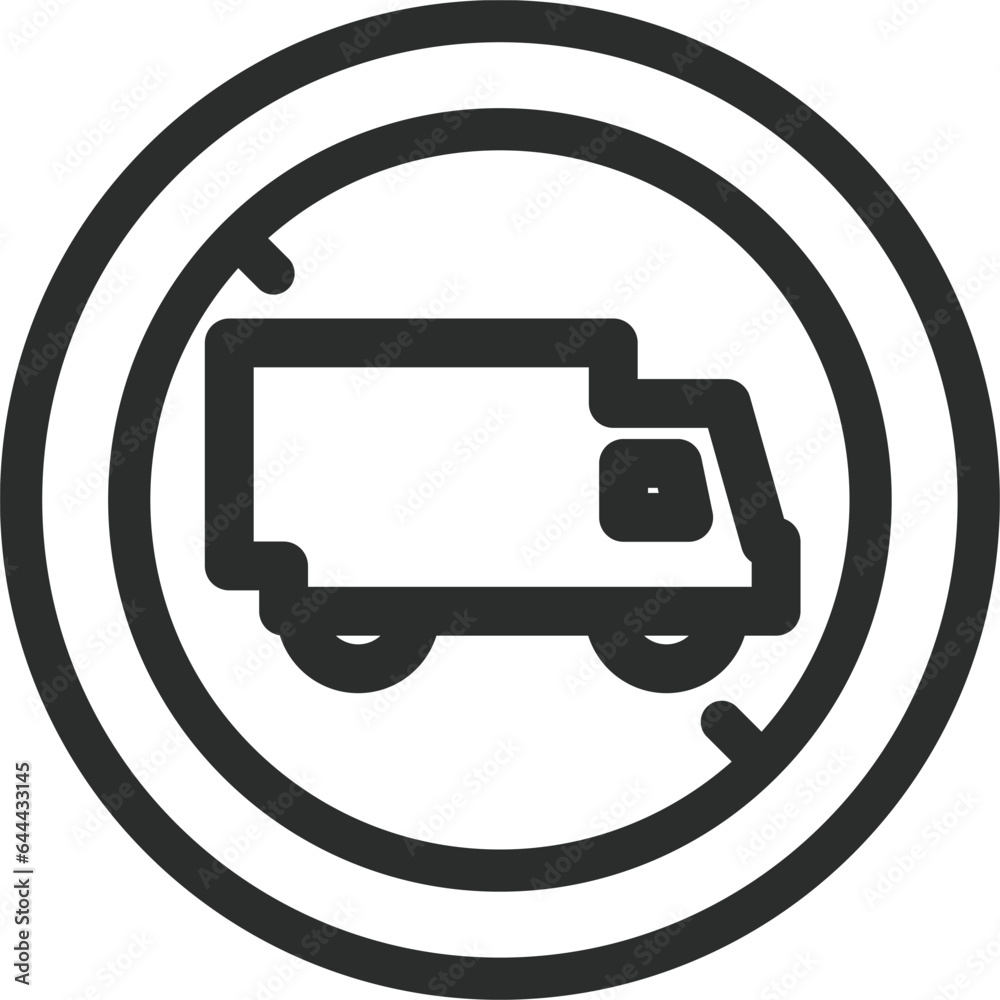 シンプルな標識の線画単品イラスト 大型貨物自動車等通行止め シンプルな標識の線画単品イラスト 大型貨物自動車等通行止め