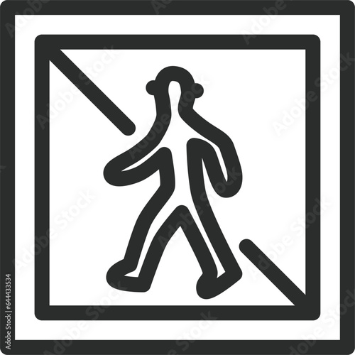 シンプルな標識の線画単品イラスト　歩行者等通行止め