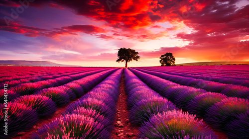 Vast lavender fields swaying with a gentle breeze