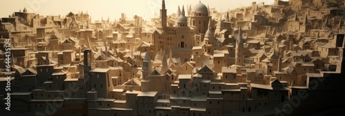 Origami Mastery of Medieval Alleys - Old World Villages in Paper Folds - Quaint Homes and Streets in Origami Design - Delicate Cityscape in Paper Art Background created with Generative AI Technology