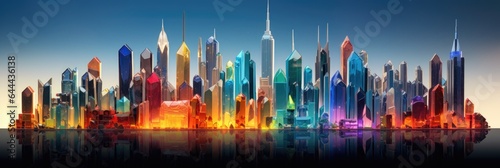  A Modern City Crafted from Shimmering Gemstones - Sparkling Urban Landscape Wallpaper - Gemstone Art of City and Towers Backdrop - Gemstone Cityscape Display created with Generative AI Technology