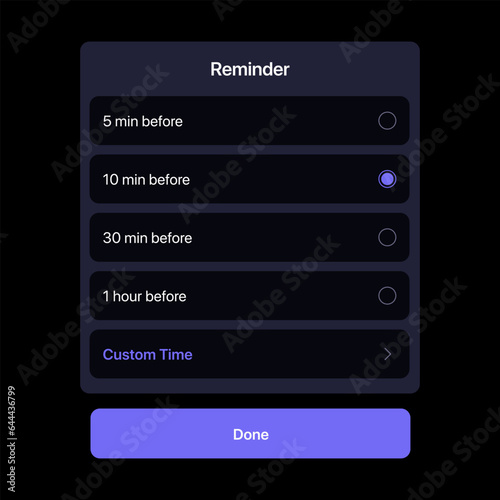 Smartphone Reminder Pop-up Menu, UI Concept