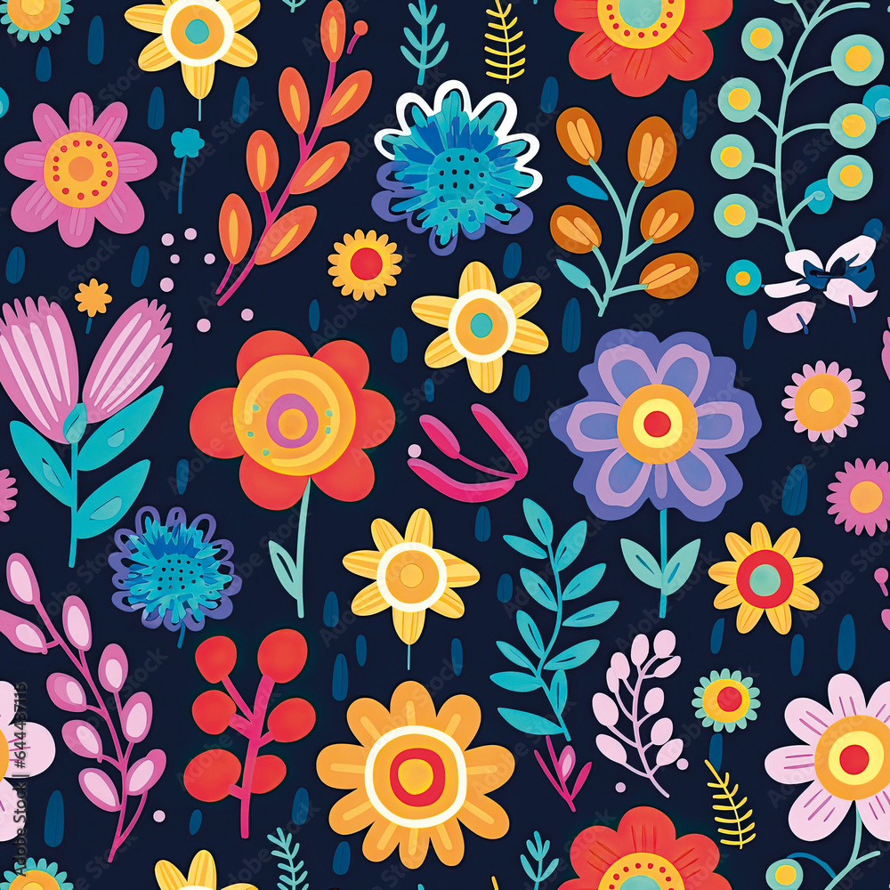 Obraz premium 3D Flower Seamless Pattern