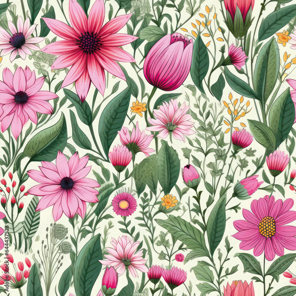 3D Flower Seamless Pattern
