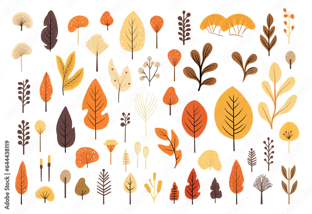 Decorative art graphic print background set pattern leaf illustration abstract autumn nature design plant Decorative art graphic print background set pattern leaf illustration abstract autumn nature design plant