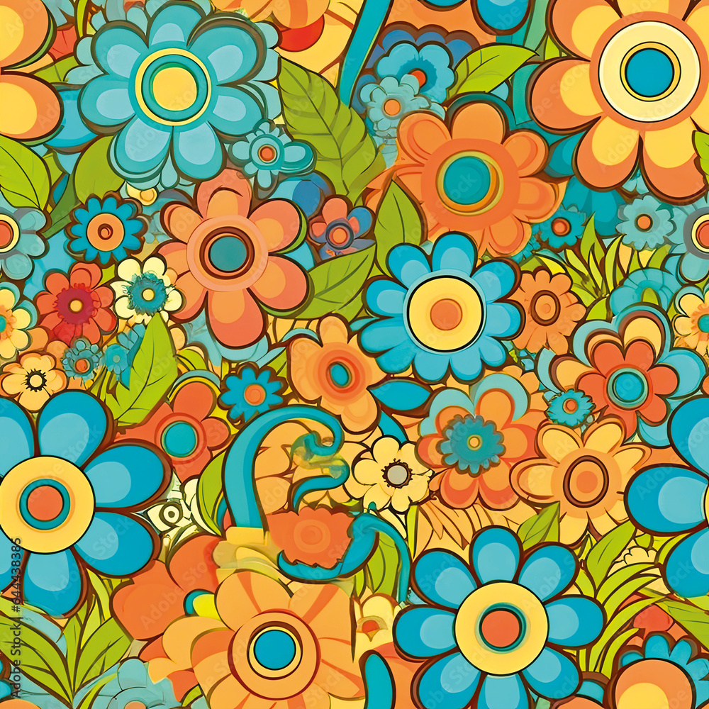Fototapeta premium 3D Flower Seamless Pattern