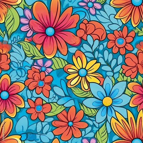 3D Flower Seamless Pattern