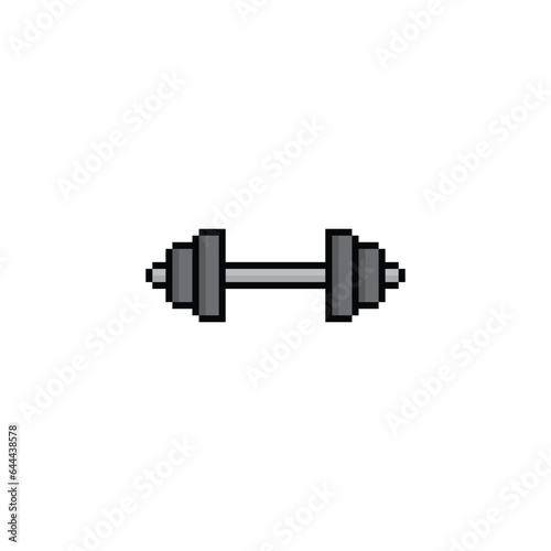 pixel dumbbell  icon.  Vector pixel art weight fitness 8 bit game logo for company 
