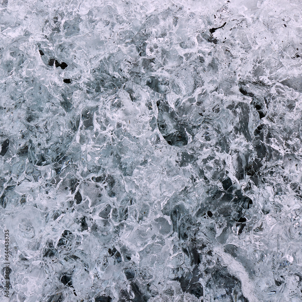 Obraz premium Abstract structure of a transparent block of ice. Graphic, monochrome background.