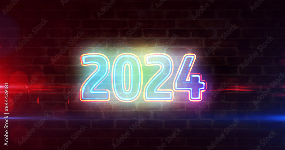 2024 year abstract concept 3d illustration