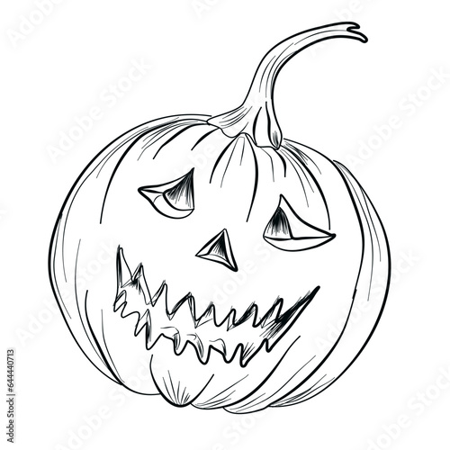 pumpkin jack lantern hand drawing doodle style