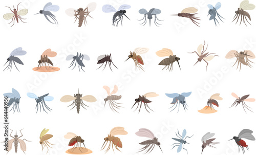 Mosquito icons set cartoon vector. Fly insect. Spray bug