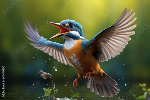 Cartoon hummingbird, its wide, endearing eyes add a playful touch