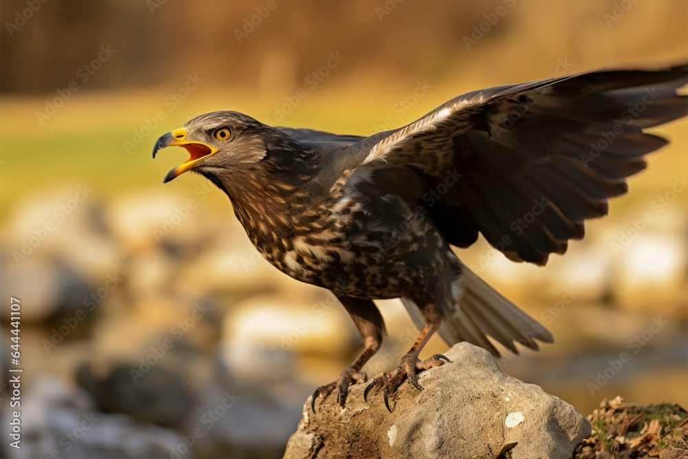 Fototapeta premium Common buzzard Buteo buteo in majestic mid air flight