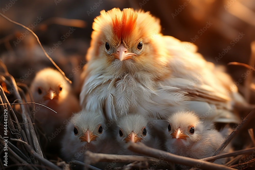 Mother Hen With Its Baby Chicken Stock Photo, Picture and Royalty