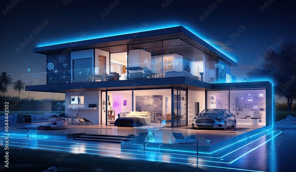 Futuristic smart home exterior created with AI Futuristic smart home exterior created with AI