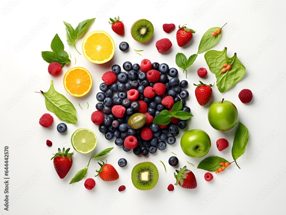 a collection of healthy food meat vegetables fruit white background, generative ai a collection of healthy food meat vegetables fruit white background, generative ai