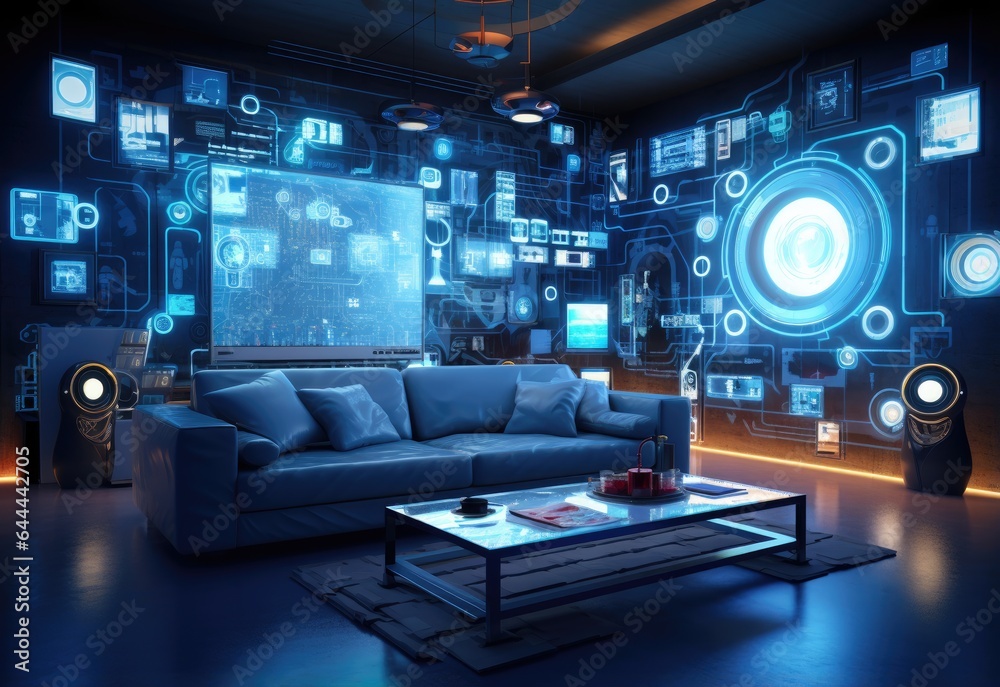 Futuristic smart home interior created with AI Futuristic smart home interior created with AI