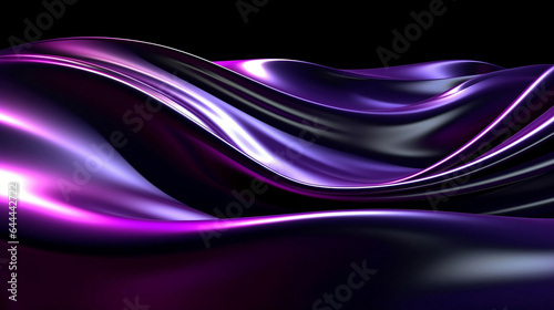 Fototapeta Naklejka Na Ścianę i Meble -  Wavy smooth purple chrome surface, shiny dynamic metalic wave, futuristic and creativity concept 3d illustration, modern abstract background.