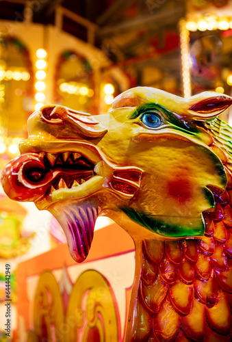 Carved Carousel Horse Head At The Historic Annual Street Fair In St Giles, Oxford