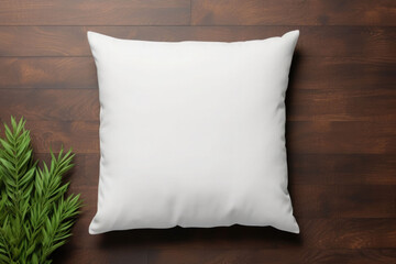 Blank white square cotton pillow, mockup. Generative AI
