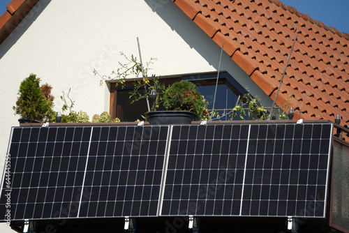 Balcony power plant - solar panels on a balcony of a penthouse