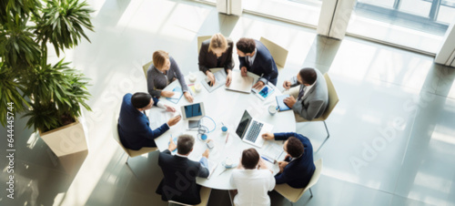 Business people in Round table discussions at Business conventions and Presentations, meeting business partners in the conference room, blurring the image photo