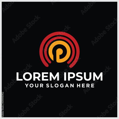 Letter P Signal Technology Network Internet Connection Wireless Vibration Audio Vector Logo Design