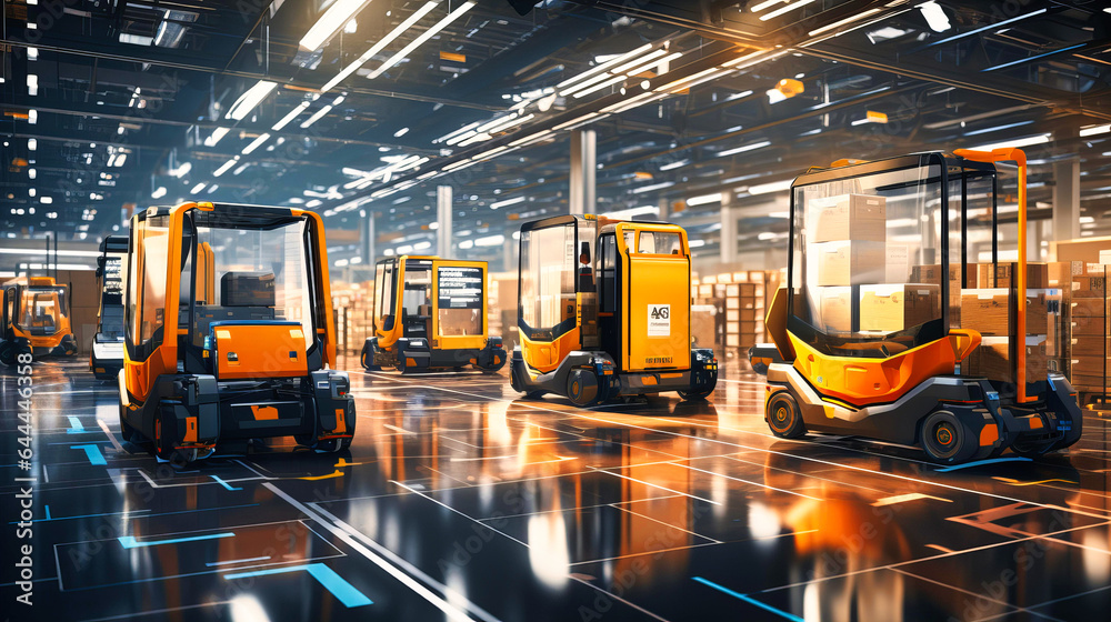 Automated forklifts transporting heavy goods