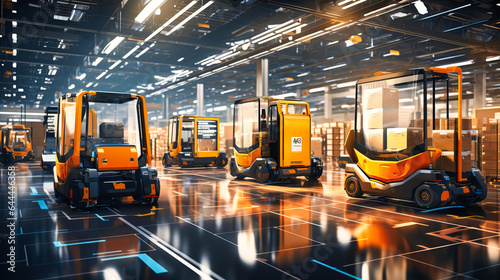 Automated forklifts transporting heavy goods