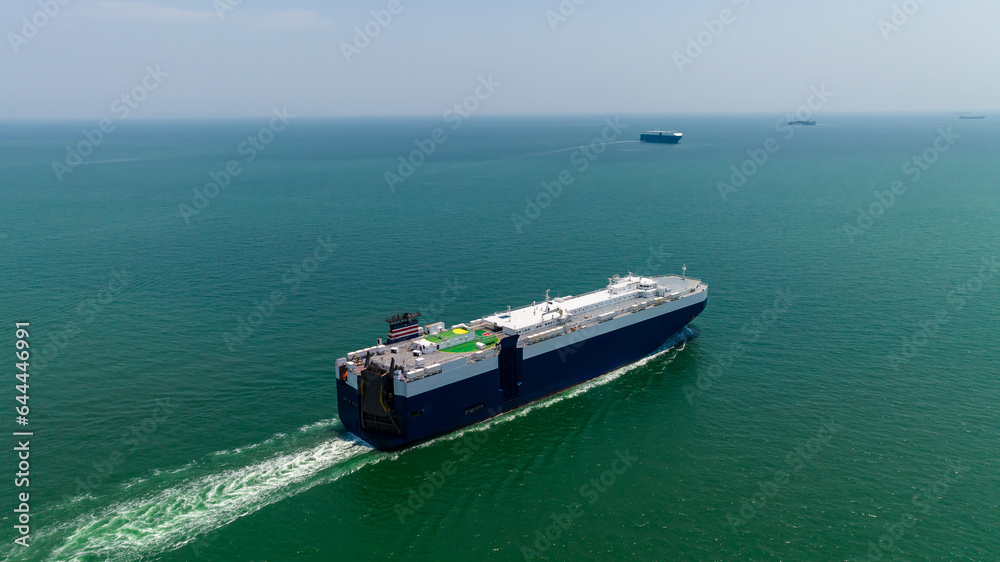 Large RoRo (Roll on/off) vessel cruising the Mediterranean sea