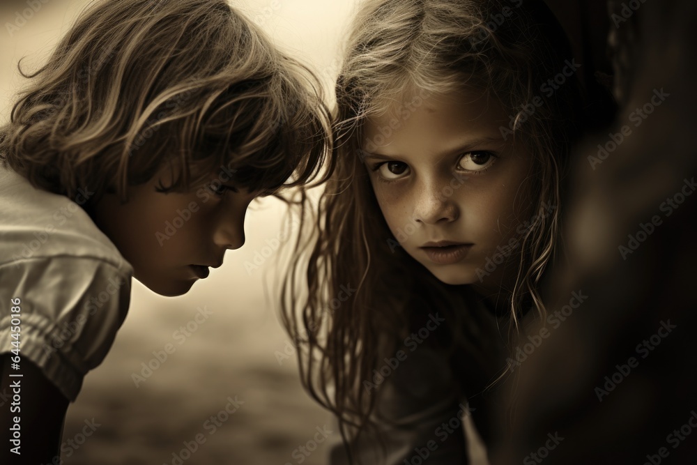 Angry faces of children. Angry faces of children.