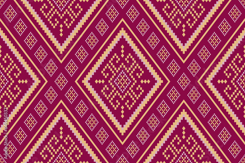 Pink Cross stitch colorful geometric traditional ethnic pattern Ikat seamless pattern border abstract design for fabric print cloth dress carpet curtains and sarong Aztec African Indian Indonesian