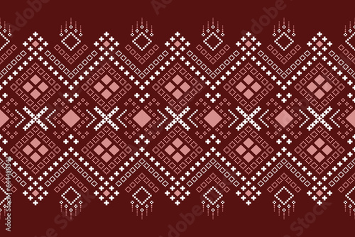 Red Cross stitch colorful geometric traditional ethnic pattern Ikat seamless pattern abstract design for fabric print cloth dress carpet curtains and sarong Aztec African Indian Indonesian