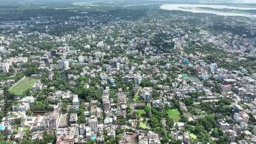 Aerial view of Barisal city, Barisal, Bangladesh. photo