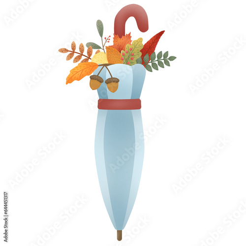 cute blue umbrella in autumn