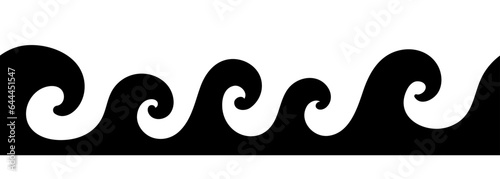 Wave silhouette. Sea waves seamless border. Waves on a white  background. Vector clipart.