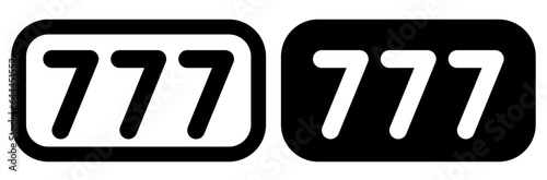 Three sevens in a slot machine. Jackpot. Vector clipart isolated on white background.