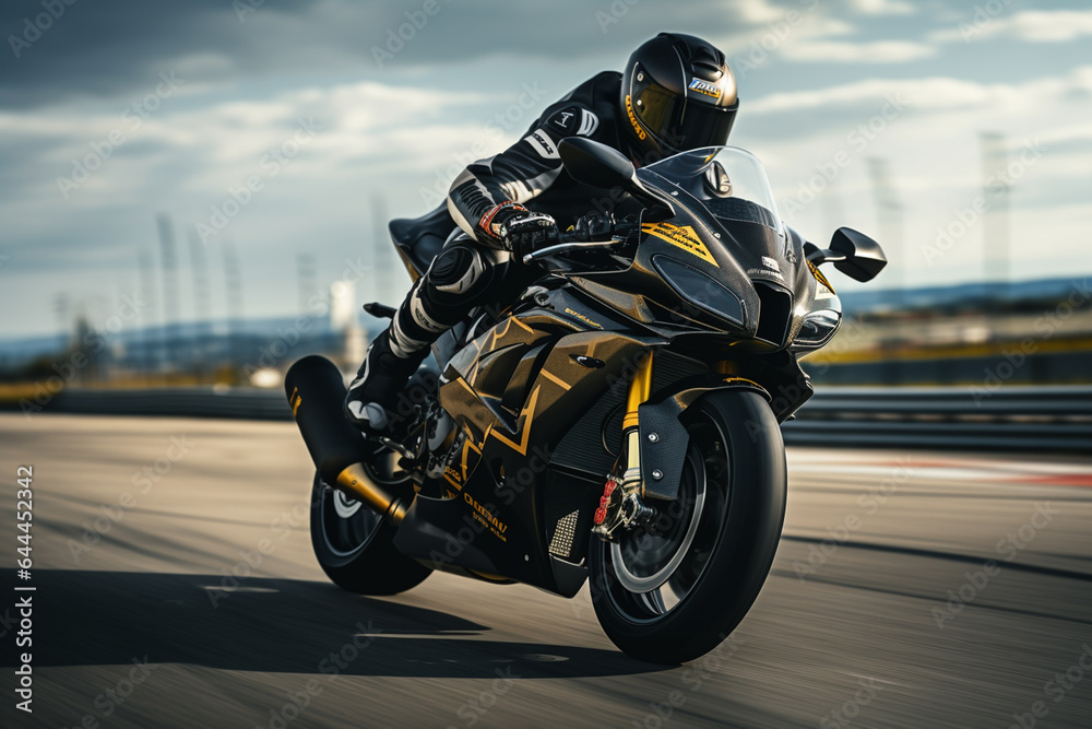 Man on motorcycle racing Man on motorcycle racing