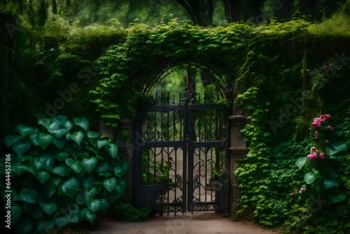 old wooden door in a garden