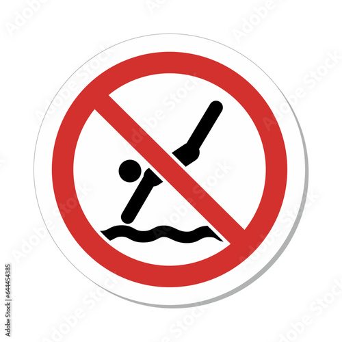 ISO Prohibition Circular Sign: No Diving Symbol
