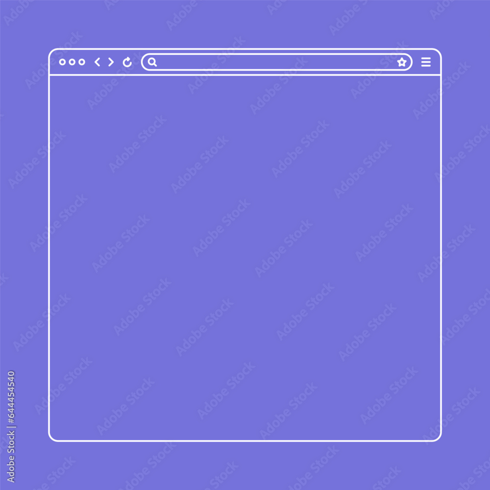 Blank web browser, internet page window with toolbar and search field. Modern website in flat style, line art. Browser mockup for computer, tablet and smartphone. Vector illustration Blank web browser, internet page window with toolbar and search field. Modern website in flat style, line art. Browser mockup for computer, tablet and smartphone. Vector illustration