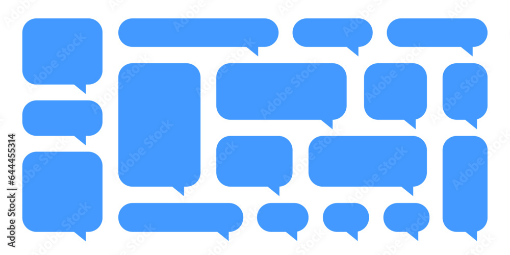 Chat speech blue bubble set. Chat messenger. SMS text frame. Vector illustration Chat speech blue bubble set. Chat messenger. SMS text frame. Vector illustration