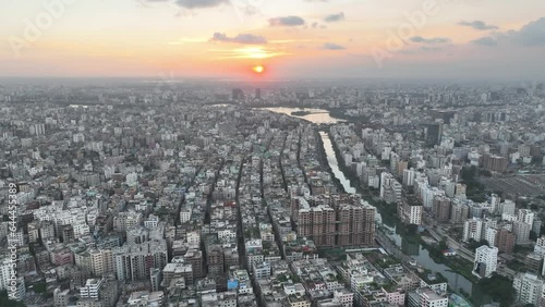 Aerial view of Dhaka cityscape, Dhaka, Bangladesh. photo