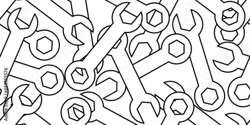 black white pile spanner seamless pattern