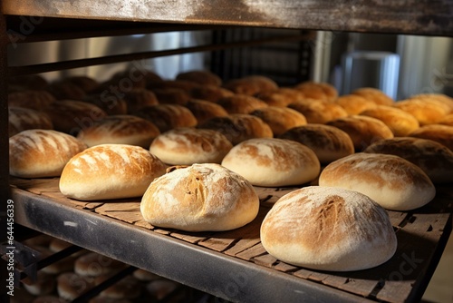 Process of storing & delivering baked bread in a bakery for commercial purposes. Generative AI