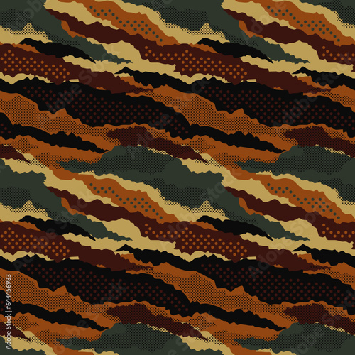 Abstract camouflage with polka dots wallpaper vector seamless pattern